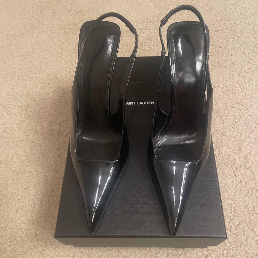 1150$ SAINT LAURENT  Women’s Paloma 105 Patent Leather Slingback High Heels